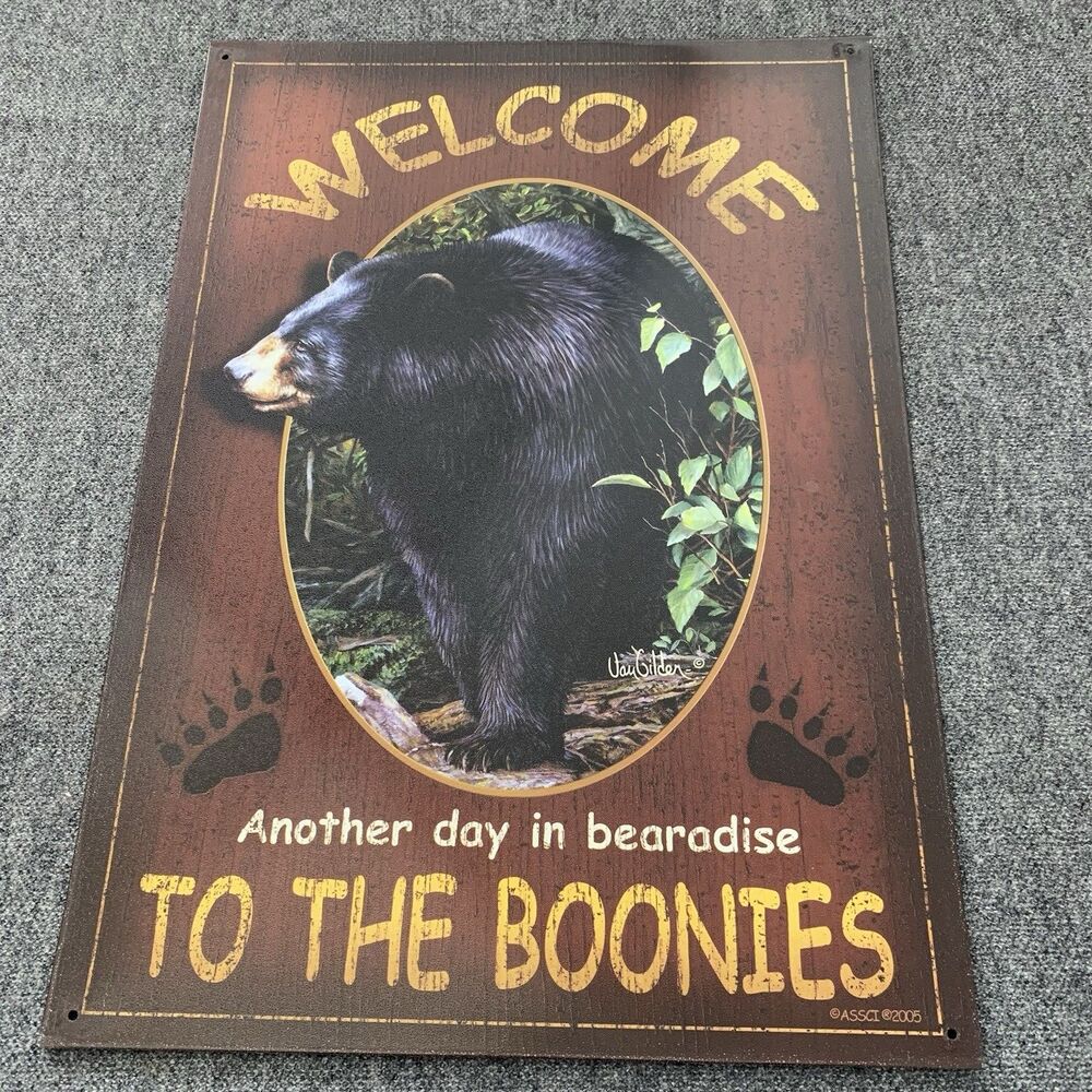 Black Bear Sign Tin Wild Wings “Welcome To The Boonies” 16x11